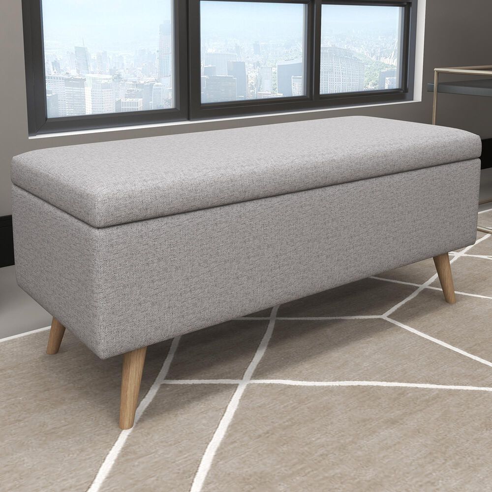 Maple and Jade Modern Storage Bench in Grey, , large
