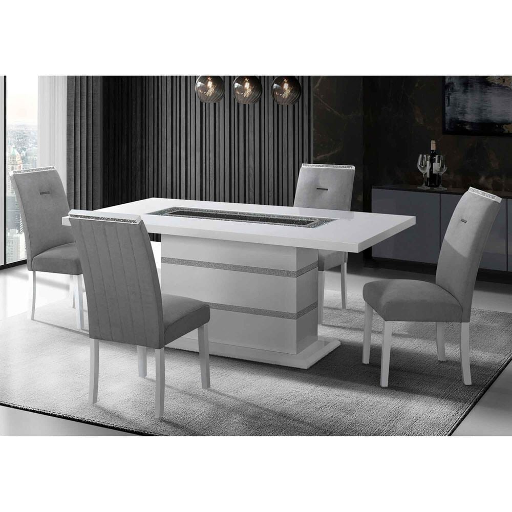 Global Furniture USA Monoco Pedestal Dining Table and 4 Dining Chairs in White, , large