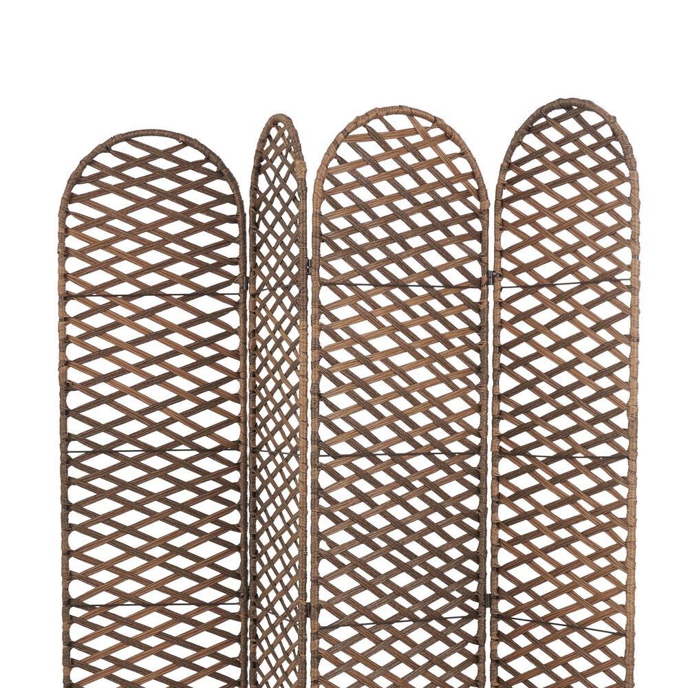 Maple and Jade 4-Panel Partition Room Divider Screen with Cutouts in Matte Copper, , large