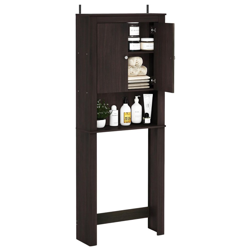HOMLUX 63" Over the Toilet Storage Cabinet with Double Door and Reinforced Leg in Espresso, , large
