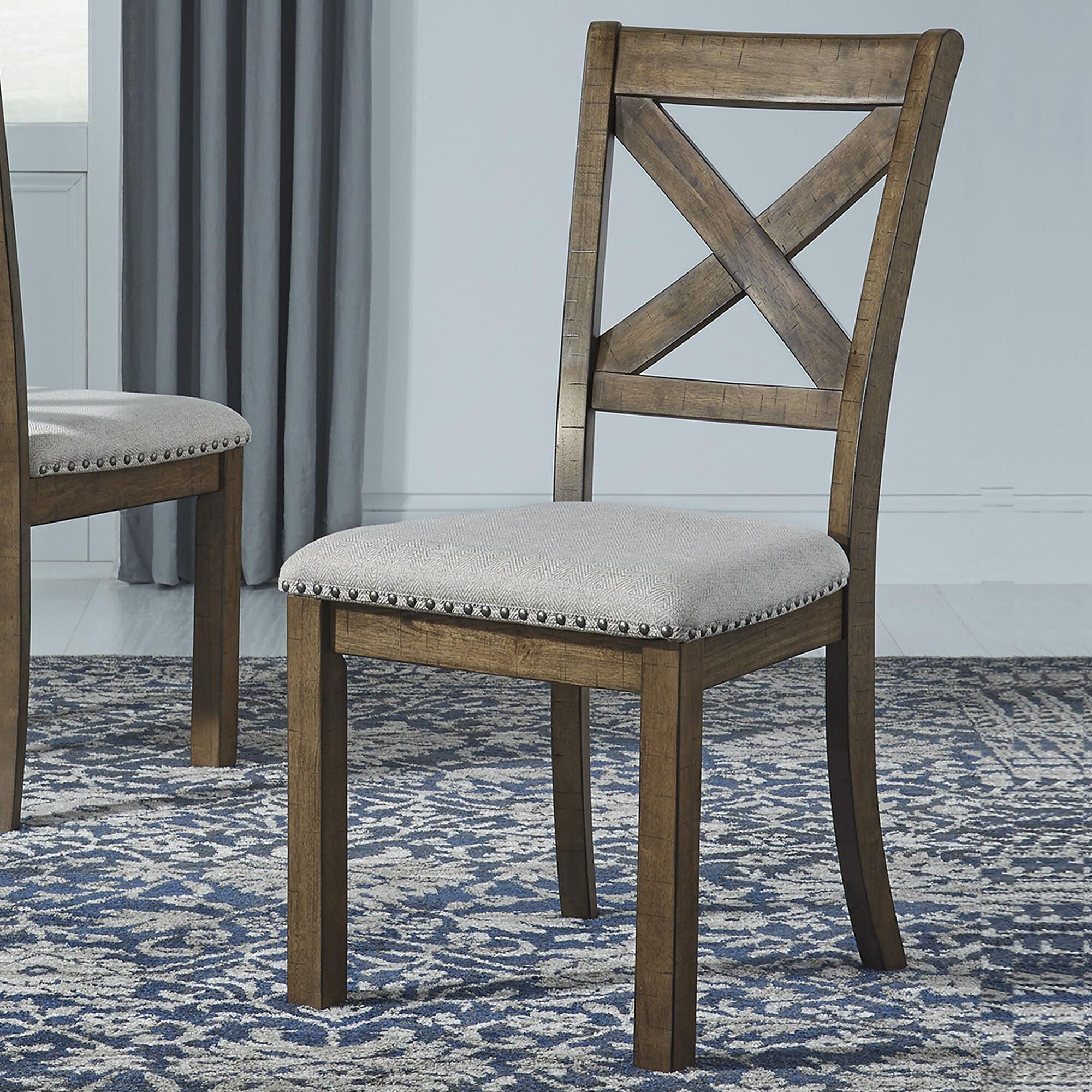 Signature Design by Ashley Moriville Dining Chair with Beige Cushion in Grayish Brown NFM