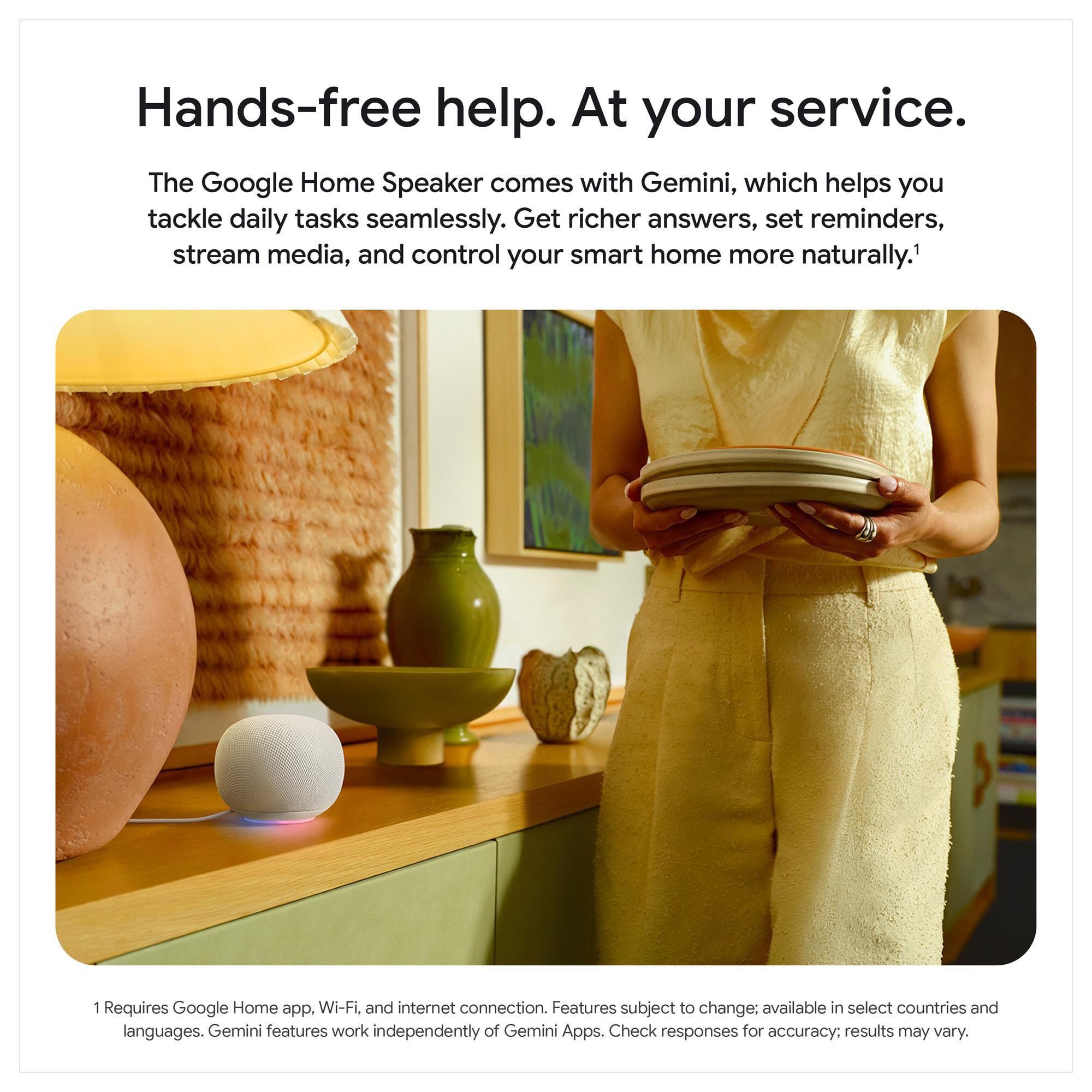 Google Home Speaker with Gemini in Porcelain