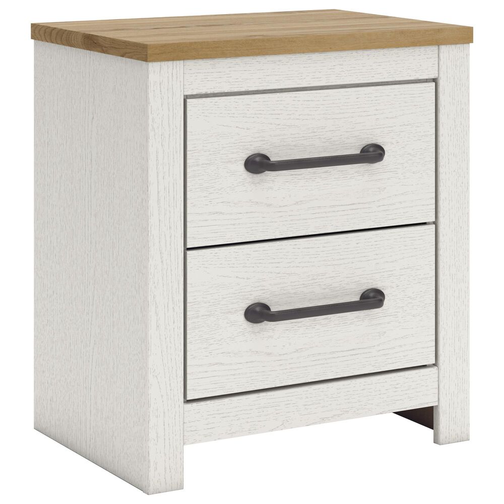 Ashley Linnocreek 2-Drawer Nightstand in White and Warm Brown, , large