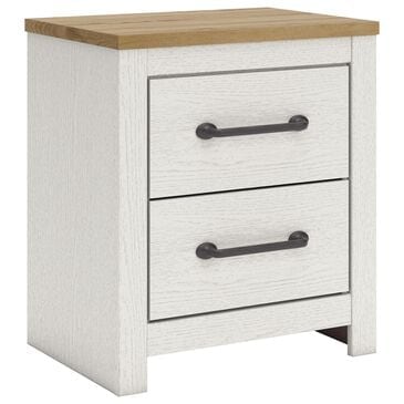 Ashley Linnocreek 2-Drawer Nightstand in White and Warm Brown, , large