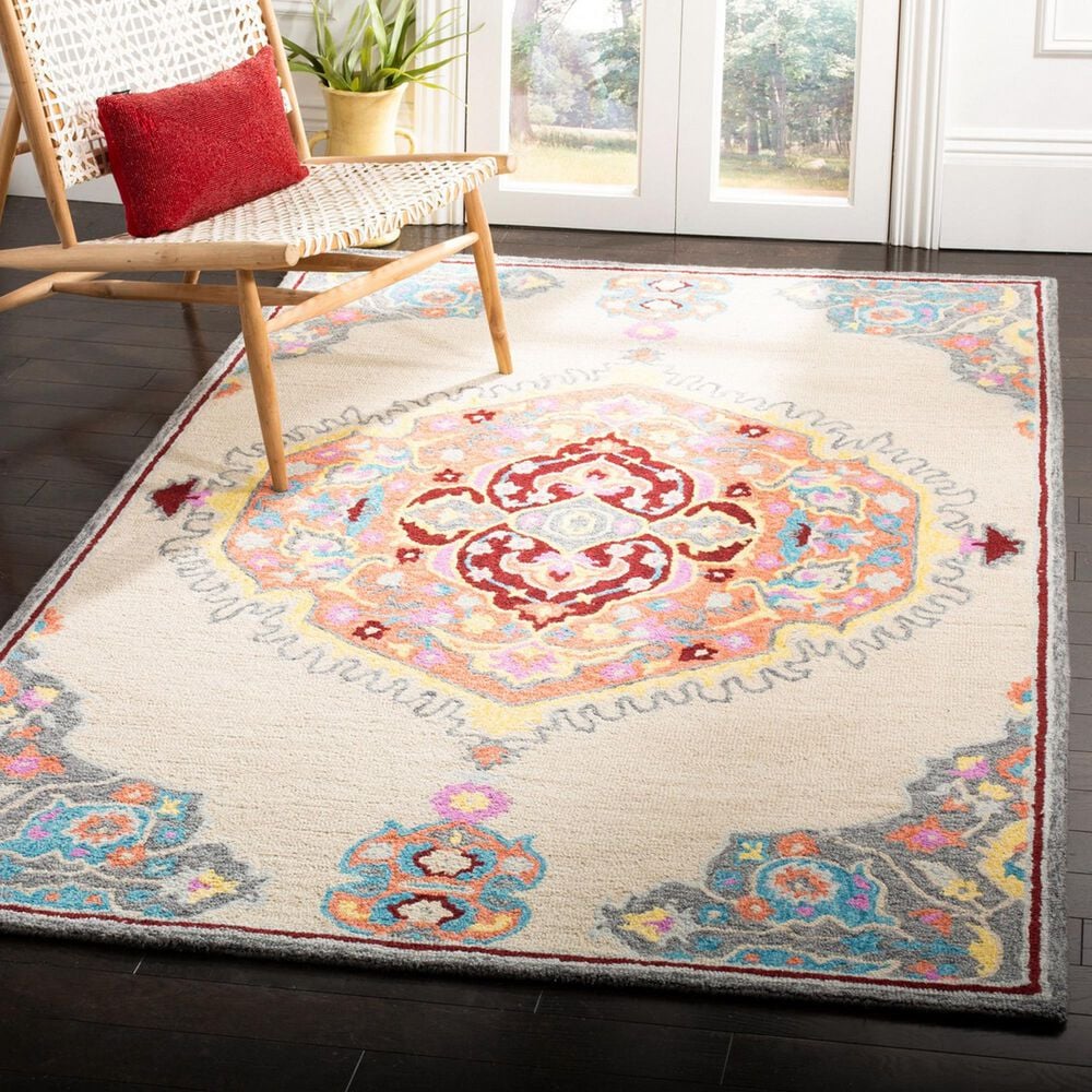 Safavieh Micro-Loop 4&#39; x 6&#39; Beige and Orange Area Rug, , large