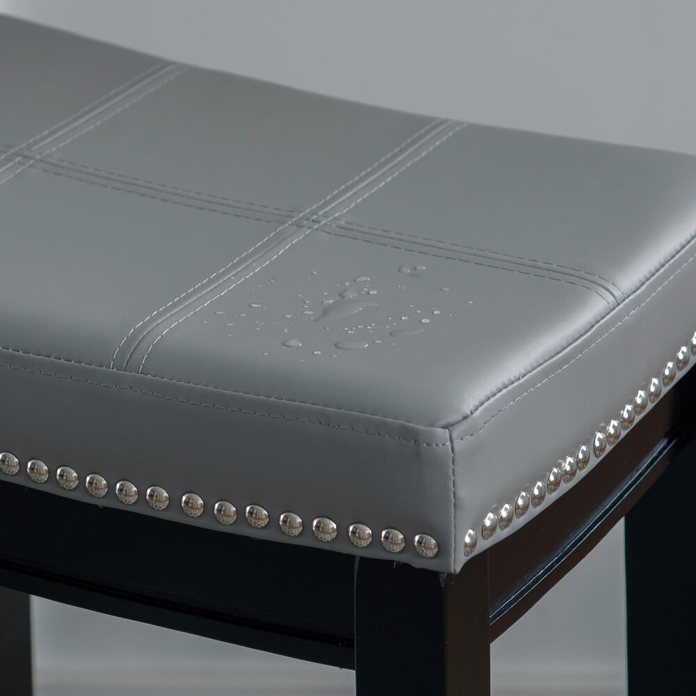 Linon Home Decor Claridge Counter Stool with Light Grey Cushion in Black, , large