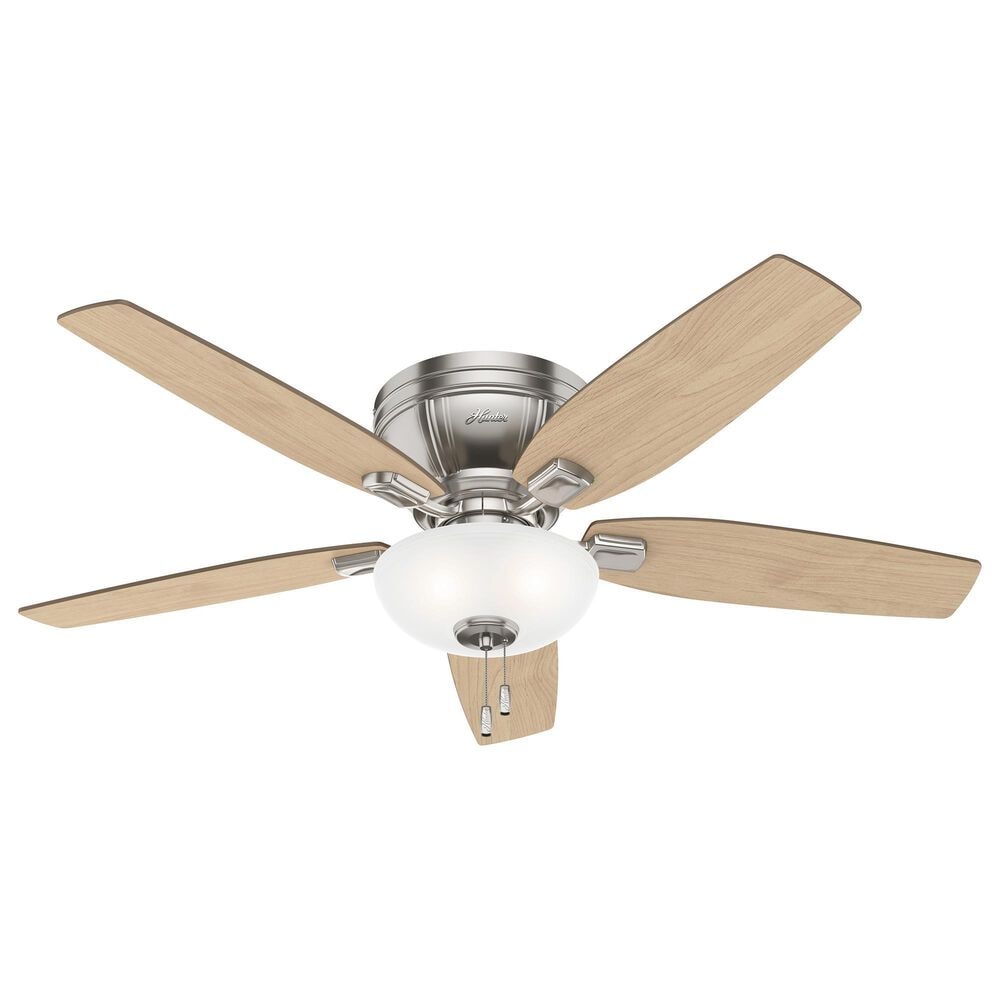Hunter Kenbridge Low Profile 52&quot; Ceiling Fan with LED Lights in Brushed Nickel, , large