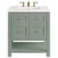 James Martin Vanities Breckenridge 30" Single Bathroom Vanity in Smokey Celadon with 3 cm White Zeus Quartz Top and Rectangular Sink, , large
