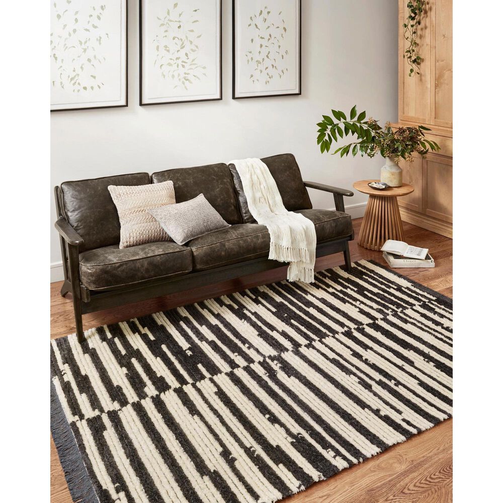 Chris Loves Julia x Loloi Alice ALI-03 5&#39;2&quot; x 7&#39;6&quot; Cream and Charcoal Area Rug, , large