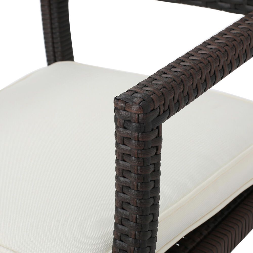 Hearth and Haven Rhode Island Rattan Dining Chair with White Cushion in Brown &#40;Set of 2&#41;, , large