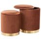 Lumisource Marla 2-Piece Nesting Pleated Ottoman Set in Light Brown, , large