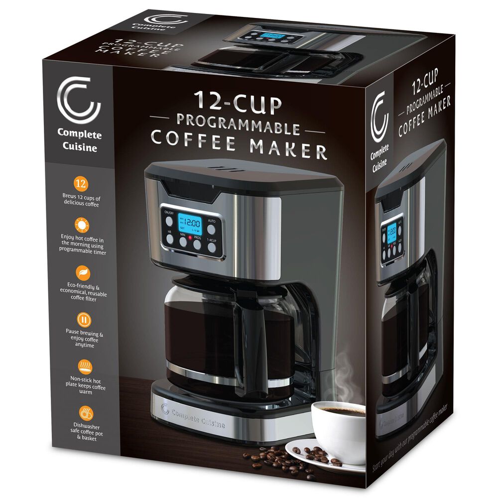 Complete Cuisine 12 Cup Programmable Coffee Maker in Black and ...