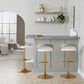 LumiSource Grotto Swivel Barstool with White Faux Leather Upholstery in Gold and Light Grey (Set of 2), , large