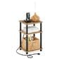 HOMLUX 3-Tier Just Turn-N-Tube End Table with 2 USB ports in Flagstaff Oak and Black, , large