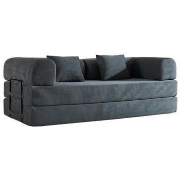 GigaCloud Corduroy Convertible Sleeper Sofa with Cylindrical Pillow in Gray, , large