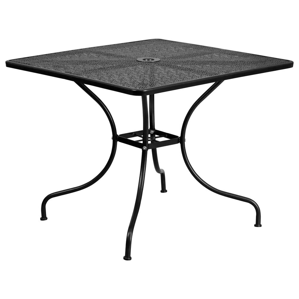 Flash Furniture 35.5" Square Steel Patio Table in Black, , large