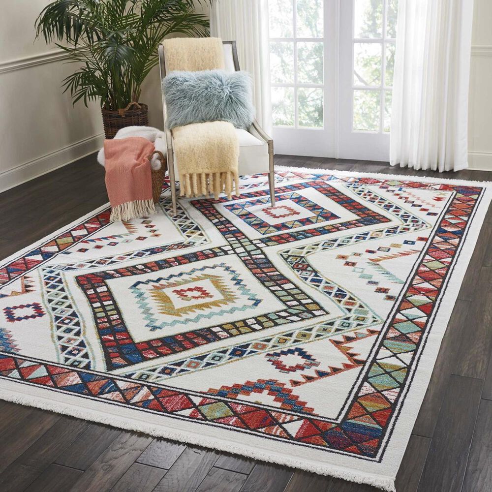 Nourison Navajo NAV02 3"11" x 6"2" White Area Rug, , large