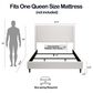 Hearth and Haven Hayden Queen Panel Bed with Ivory Upholstery in Walnut, , large