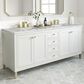 James Martin Vanities Chicago 72" Double Bathroom Vanity in Glossy White with 3 cm Ethereal Noctis Quartz Top, Rectangular Sinks and FreePower Wireless Charger, , large