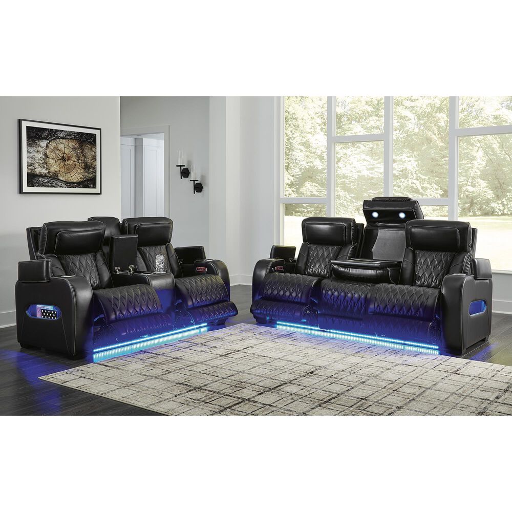 Ashley Boyington Power Reclining Sofa in Black, , large