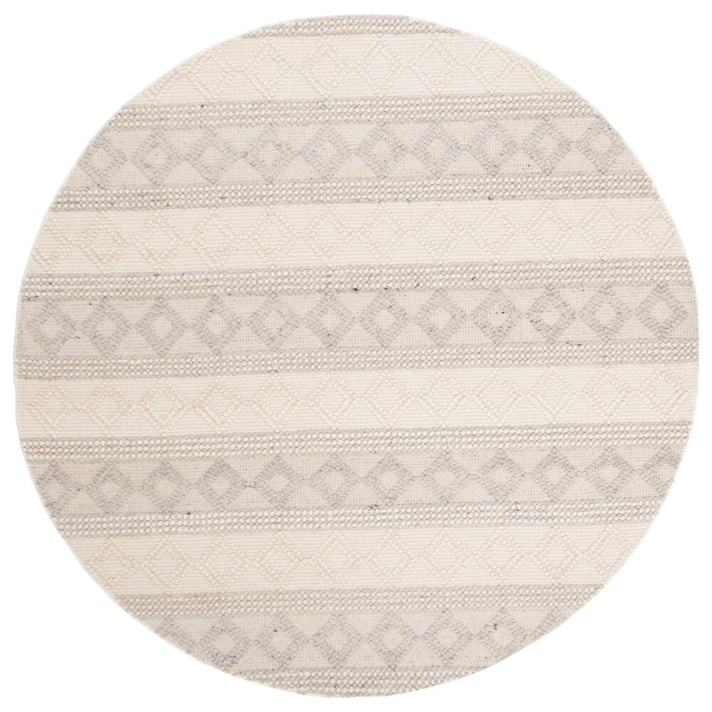 Safavieh Natura NAT750F 6" Round Grey and Ivory Area Rug, , large