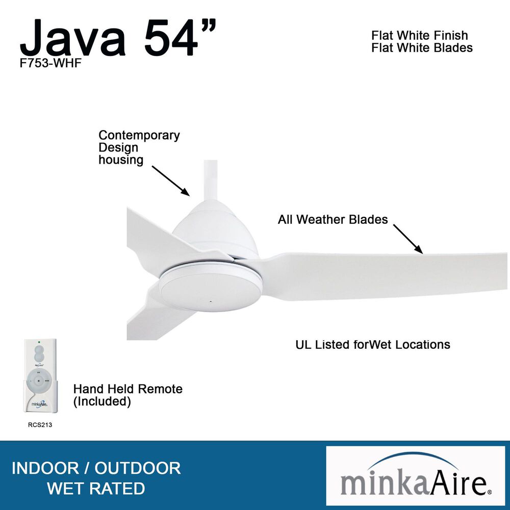 Minka-Aire Java 54" Ceiling Fan in Flat White, , large