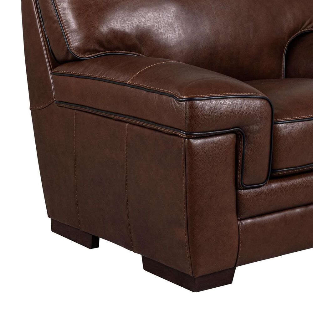 Simon Li Stationary Leather Chair and Ottoman Set in Longhorn Bramble, , large