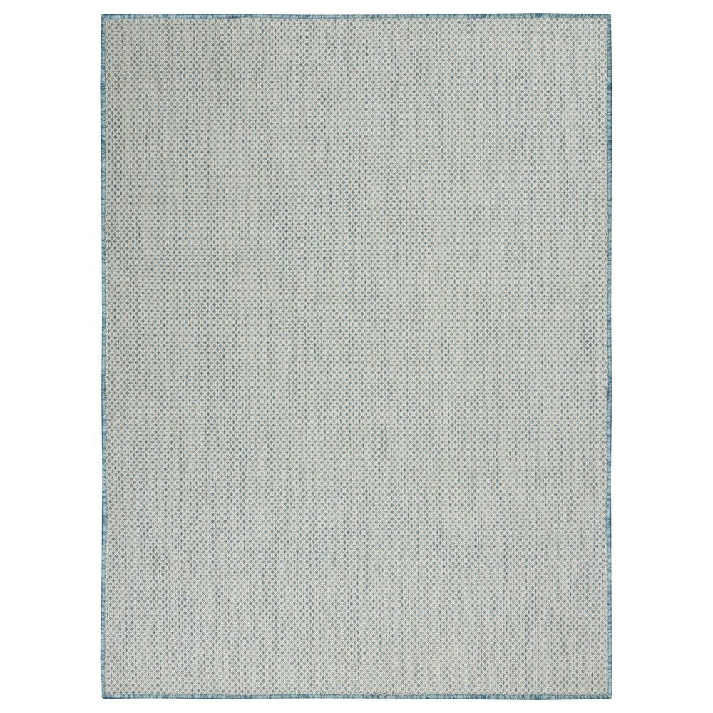 Nourison Courtyard Ivory and Aqua 4" x 6" Indoor/Outdoor Area Rug, , large