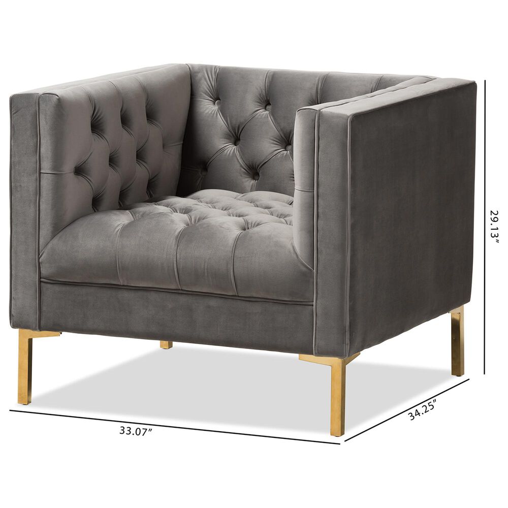 Baxton Studio Zanetta Lounge Chair in Grey, , large