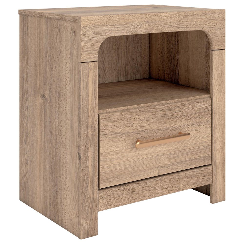 Ashley Kinlanni 1-Drawer Nightstand in Tan, , large