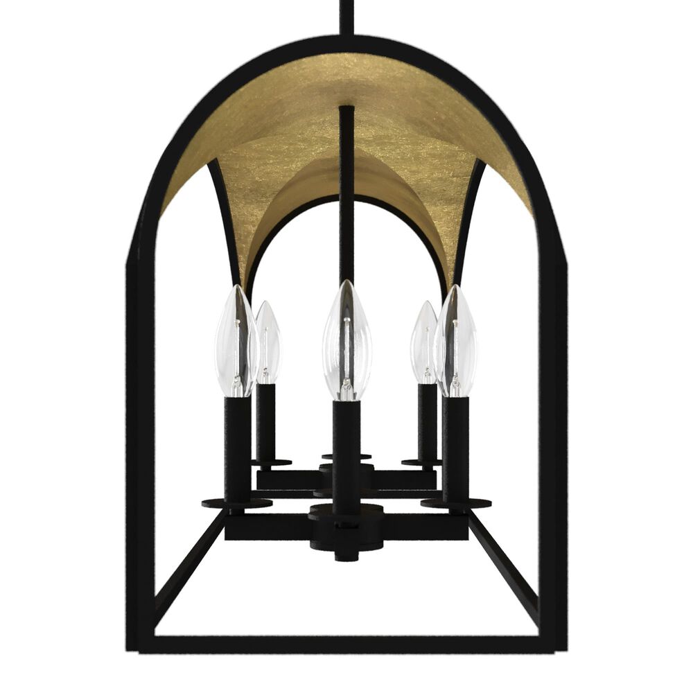 Hunter Dukestown 8-Light Linear Chandelier in Natural Iron and Gold Leaf, , large