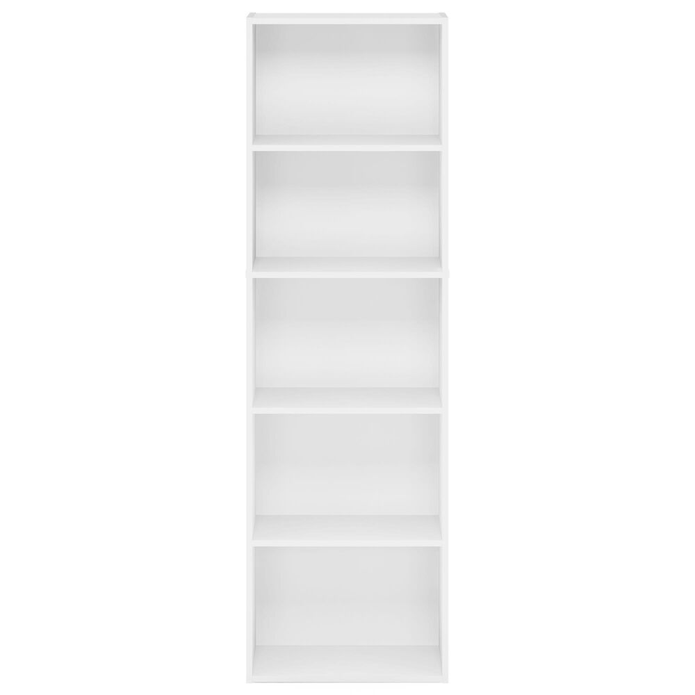 HOMLUX 5-Tier Reversible Bookshelf with Decorative Open Shelves in White, , large