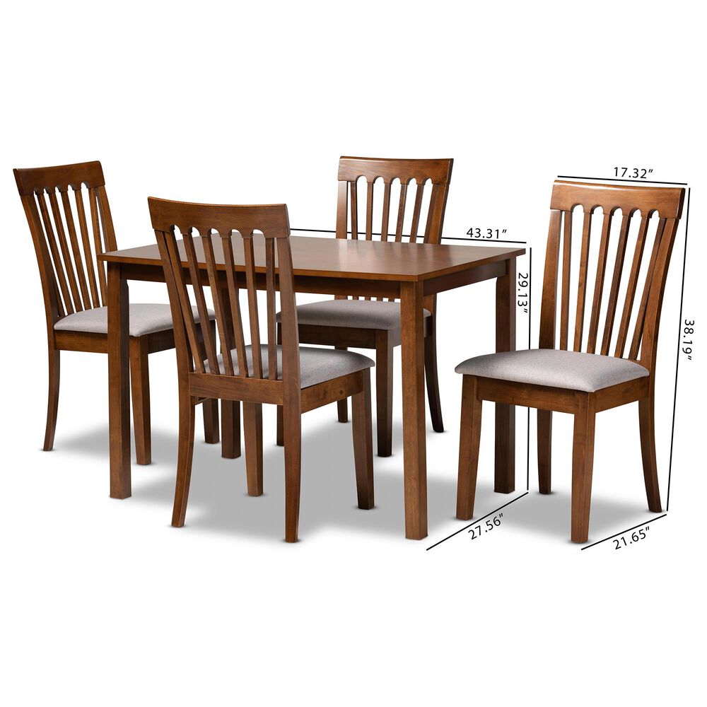 Baxton Studio Seda 5-Piece Dining Set in Grey/Walnut Brown, , large