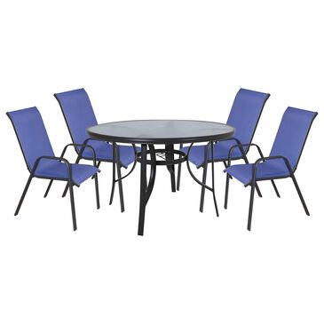 Redline Creation Inc. 5-Piece Patio Dining Set in Matte Black and Navy Blue, , large