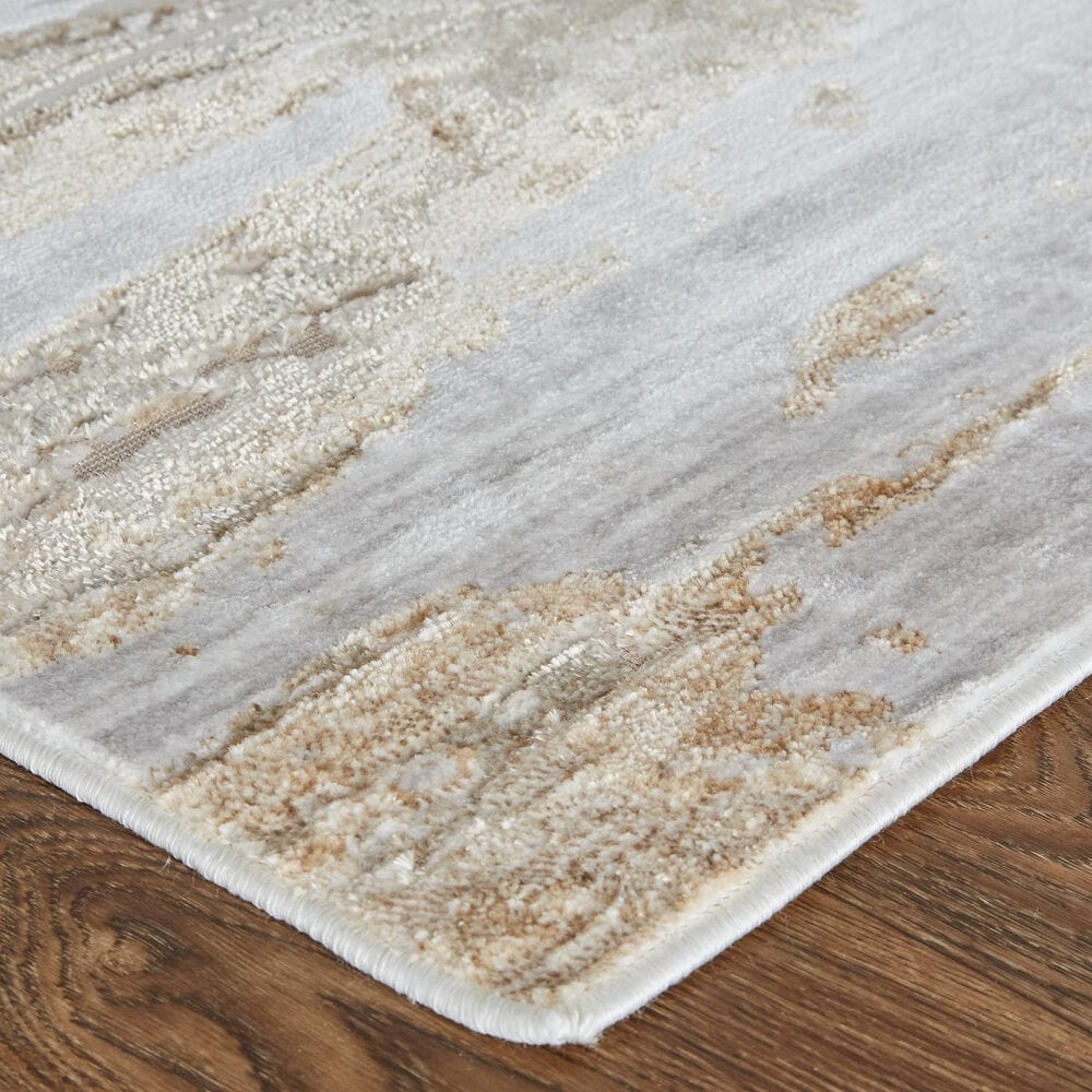 Feizy Laina Abstract 3&#39; x 8&#39; Beige and Gray Runner, , large