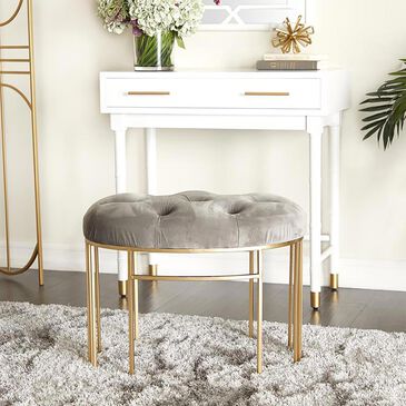 Maple and Jade 24" Bench with Gray Cushion in Gold, , large