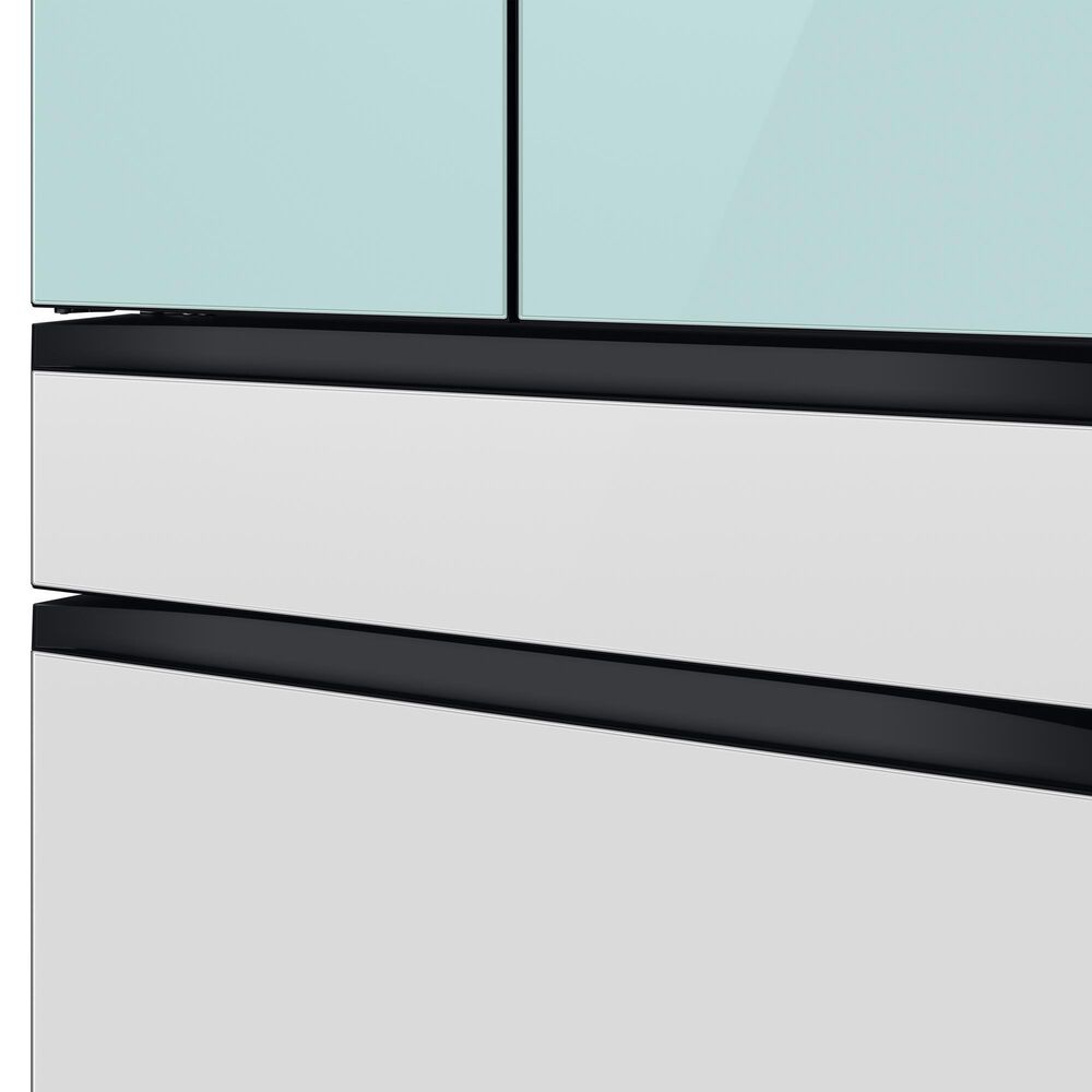Samsung Bespoke Bespoke 23 Cu. Ft. Counter Depth French Door Refrigerator with Beverage Center - Morning Blue Glass Top Panel with White Glass Middle and Bottom Panels Included, , large
