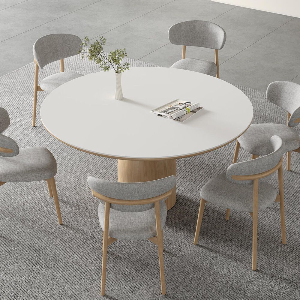 CASABIANCA HOME Andrea Wood and Ceramic Pedestal Dining Table, , large