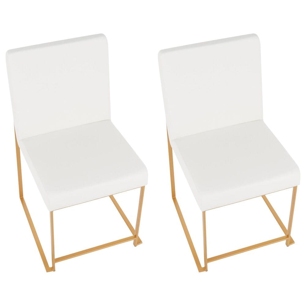 Lumisource Fuji Side Chair with White Cushion in Gold (Set of 2), , large