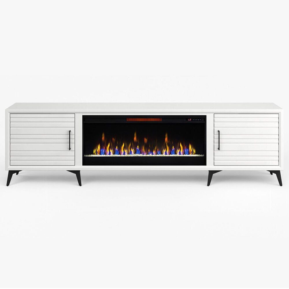 Endress International Malibu 95" Fireplace TV Stand in White, , large