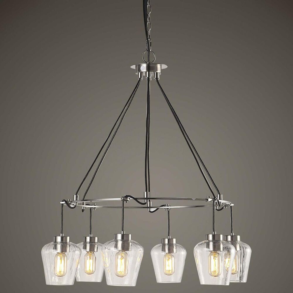 Uttermost Akron 6 Light Pendant in Brushed Nickel, , large