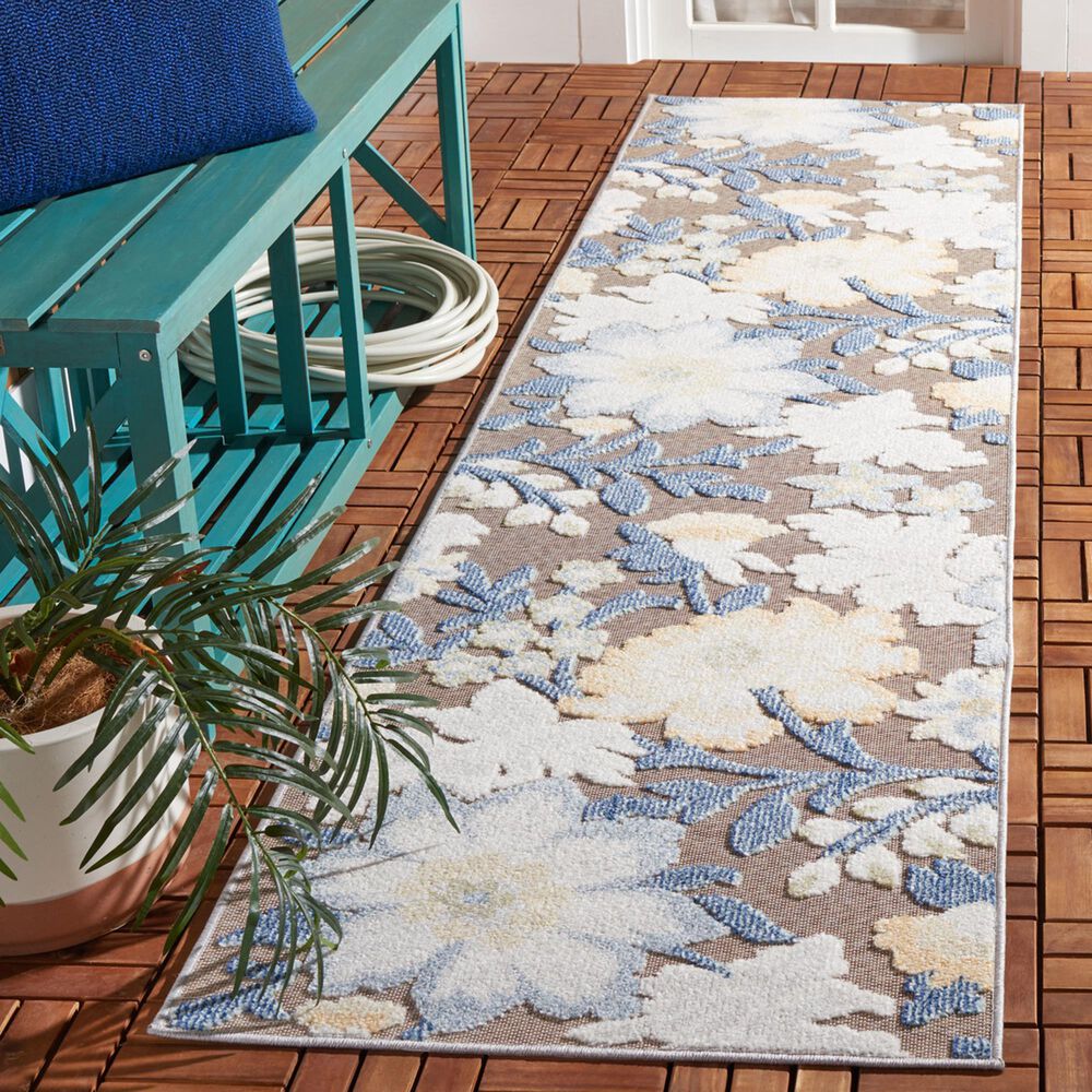 Safavieh Sarasota 2&#39;3&quot; x 9&#39; Navy and Brown Indoor/Outdoor Runner, , large