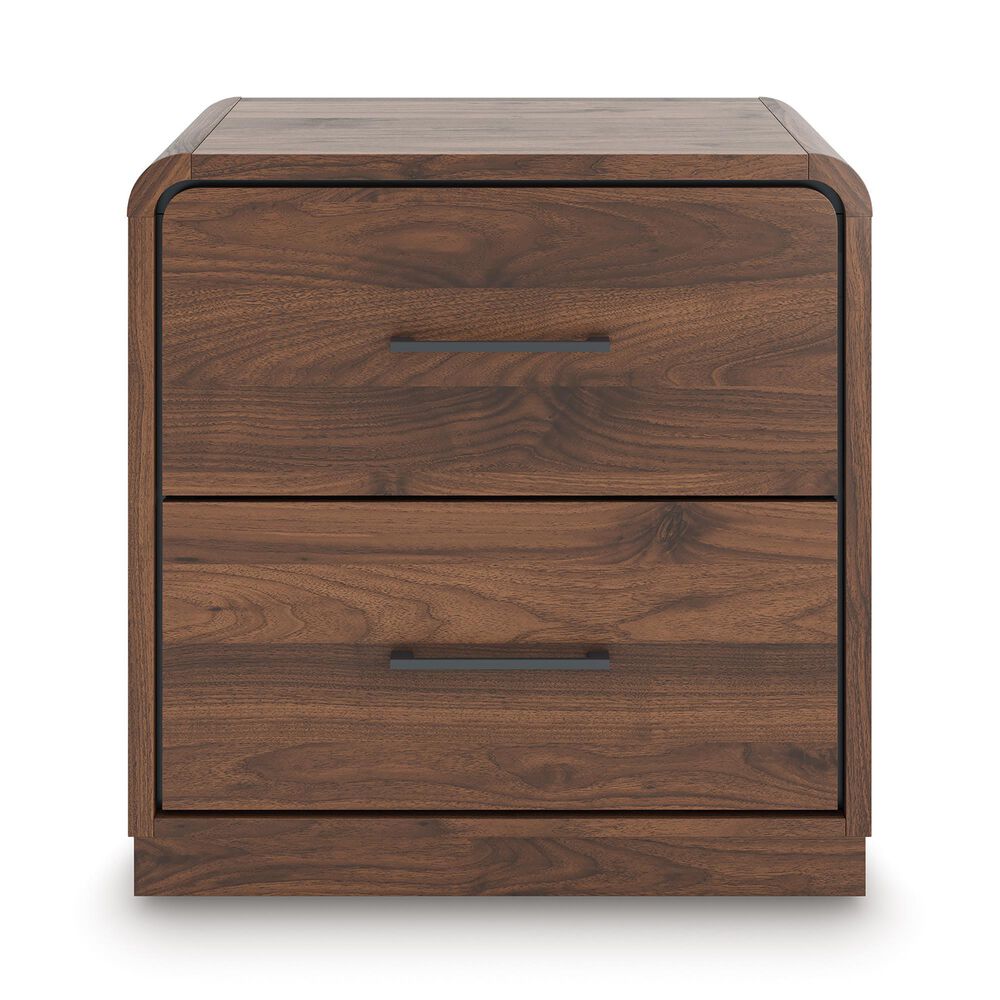 Ashley Fortlorn King Bed with Two Nightstands in Walnut Brown, , large