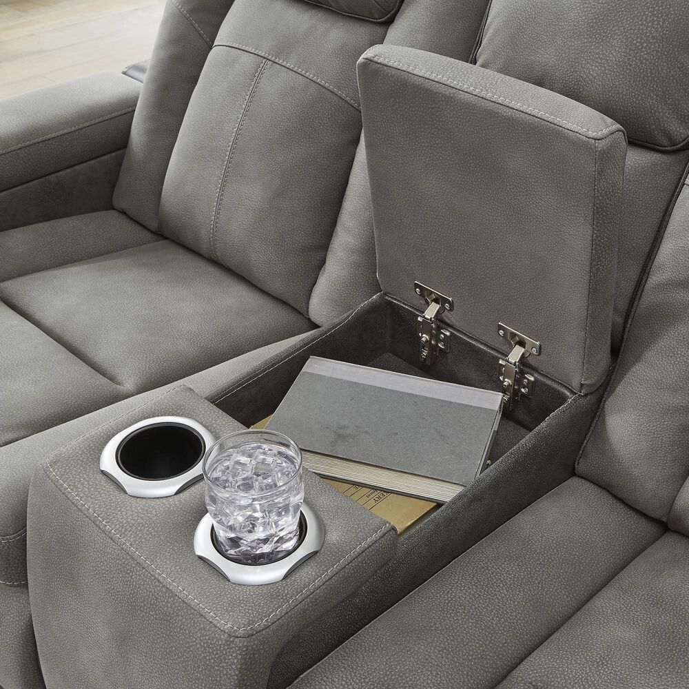 Ashley Next-Gen DuraPella Power Reclining Loveseat with Console in Slate, , large