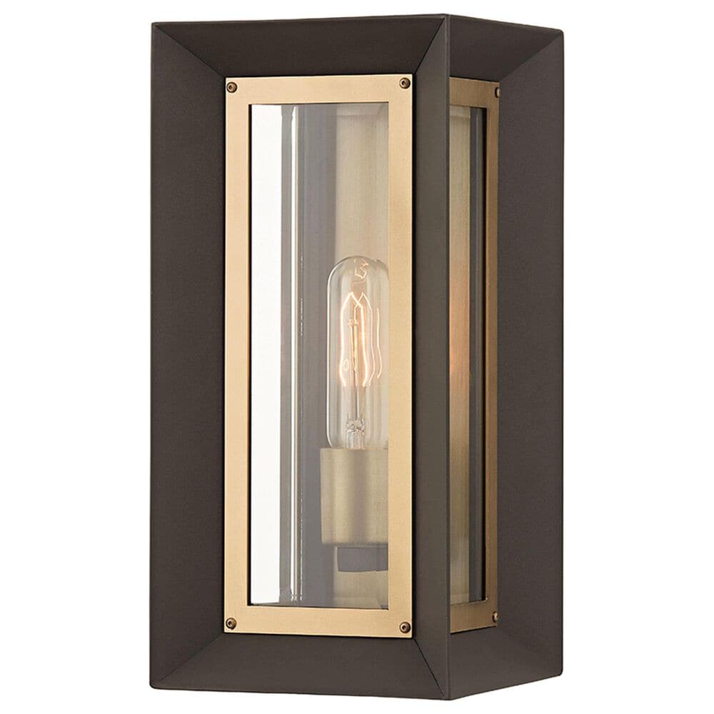 Troy Lighting Lowry 14" 1-Light Exterior Wall Sconce in Textured Bronze and Patina Brass, , large