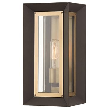 Troy Lighting Lowry 14" 1-Light Exterior Wall Sconce in Textured Bronze and Patina Brass, , large
