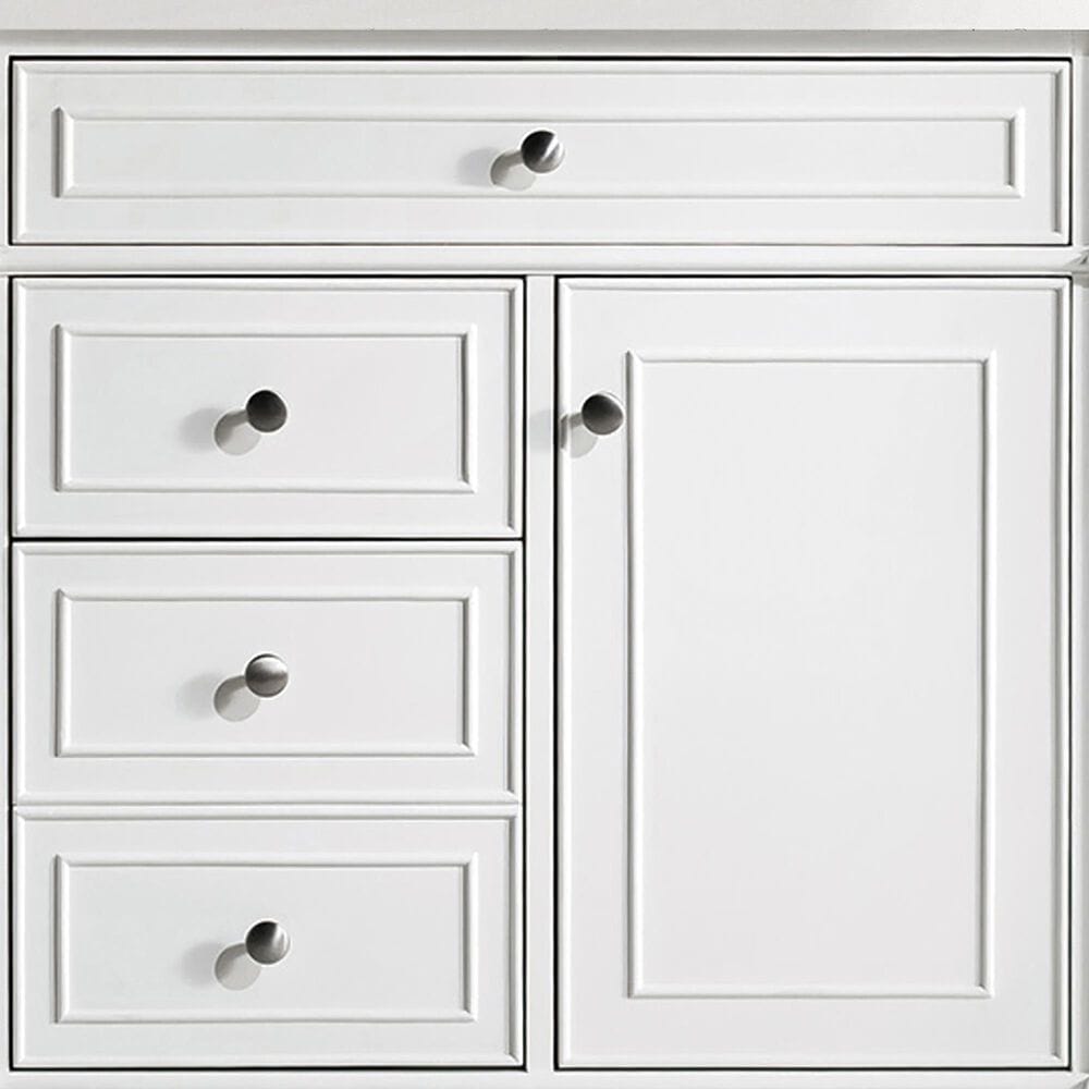James Martin Vanities Bristol 36&quot; Single Bathroom Vanity in Bright White with Single Hole 3 cm White Zeus Quartz Top and Rectangular Sink, , large