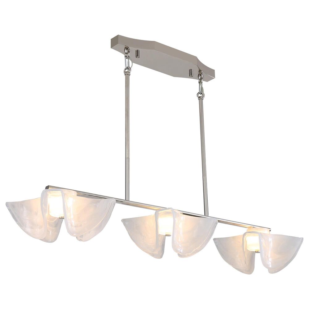 Golden Lighting Glacier 3-Light Linear Pendant in Polished Nickel, , large
