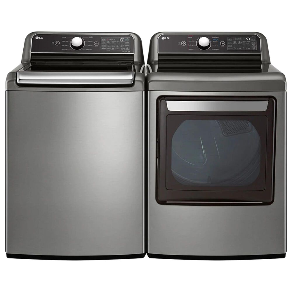 LG 5.5 Cu. Ft. Top Load Washer and 7.3 Cu. Ft. Gas Dryer Laundry Pair in Graphite Steel, , large