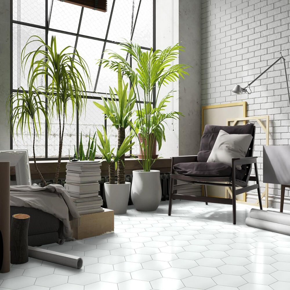 Emser Heksa White 8&quot; x 9&quot; Porcelain Tile, , large